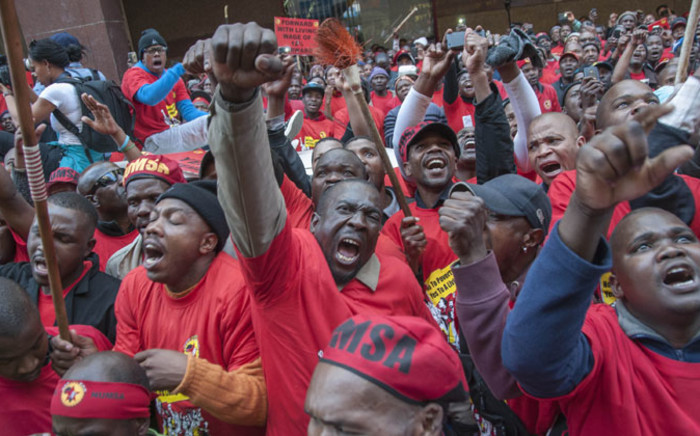 Thousands of members of the National Union of Metalworkers of South Africa (Numsa)  take part in a strike action in Johannesburg, South Africa, 01 July 2014. Ihsaan Haffejee/EPA.