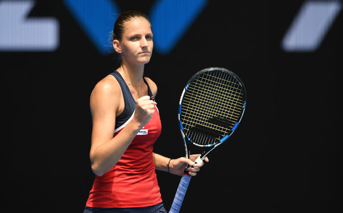Czech Republic's Karolina Pliskova reacts after a point against Spain's Sara Sorribes Tormo during their women's singles match on day two of the Australian Open tennis tournament in Melbourne on January 17, 2017. Picture: AFP 