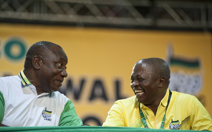 Newly appointed ANC president Cyril Ramaphosa with his deputy David Mabuza on 18 December 2017. Picture: Ihsaan Haffejee/EWN