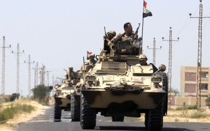 FILE: Armoured personnel carriers (APC) of the Egyptian Army patrol on a road close to El Gorah in northeastern Sinai. Picture: EPA.