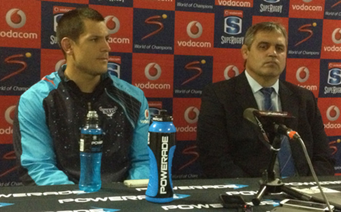 Blue Bulls coach Frans Ludeke and injured captain Pierre Spies. Picture: Marc Lewis/EWN
