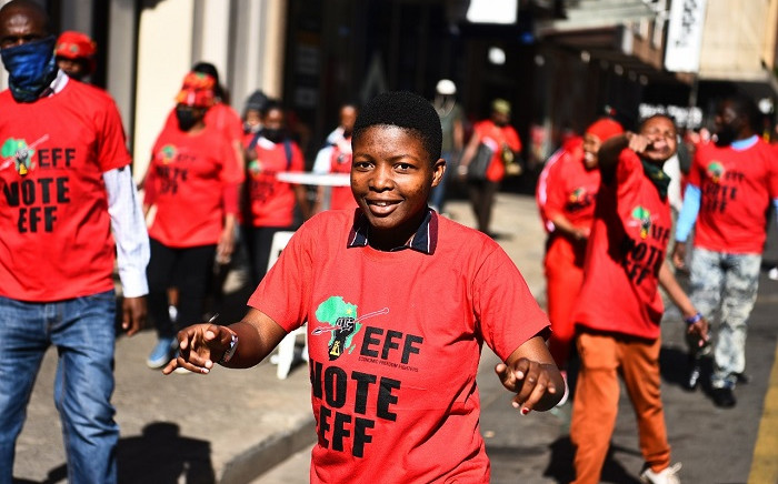 Economic Freedom Fighters supporters at Gandhi Square in Johannesburg for the party's manifesto launch. Picture: @EFFSouthAfrica/Twitter.
