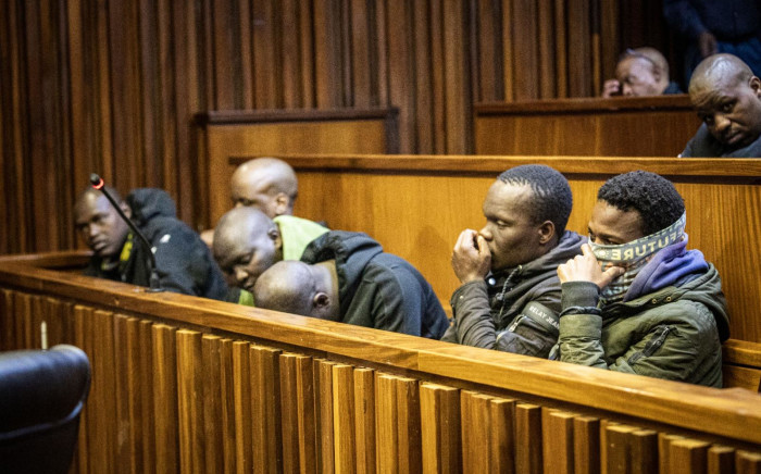 The six men accused of killing whistleblower Babita Deokaran appear in the Johannesburg High Court on 17 July 2023. Picture: Rejoice Ndlovu/Eyewitness News