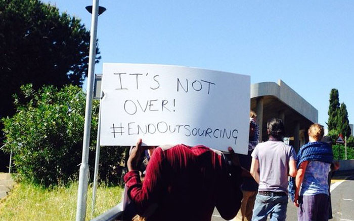 FILE: One of the demands protesting students have been calling for is an end to outsourcing at the university. Picture: Shamiela Fisher/EWN.