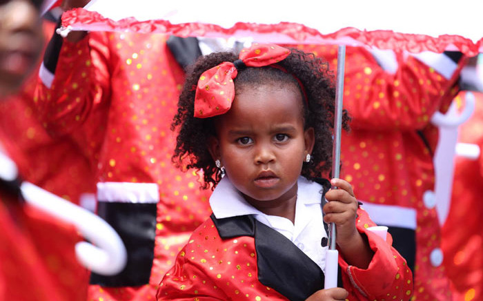 A young girl takes part in the annual Tweede Nuwe Jaar Minstrel Carnival in Cape Town on 2 January 2016. Picture: EWN.