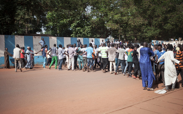 Residents of the PK5, a Muslim-majority district, demonstrate in front of the headquarters of MINUSCA, the UN peacekeeping mission in Central Africa Republic, following clashes in Bangui, on 11 April 2018. Picture: AFP