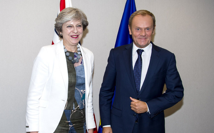 Britain’s Prime Minister Theresa May (left) and European Council President Donald Tusk (right). Picture: @eucopresident/Twitter