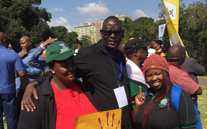 FILE: Zwelinzima Vavi with some of the people who took part in the anti-xenophobia march in Johannesburg on 23 April 2015. Picture: Emily Corke/EWN