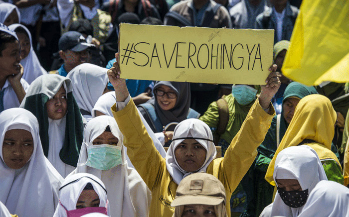 Indonesian activists protest against Myanmar in Surabaya, Indonesia's second largest city on 5 September 2017. Picture: AFP




