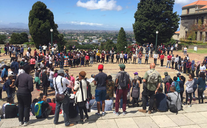 Protesting UCT on the Jammie plaza. Picture: Natalie Malgas/EWN.