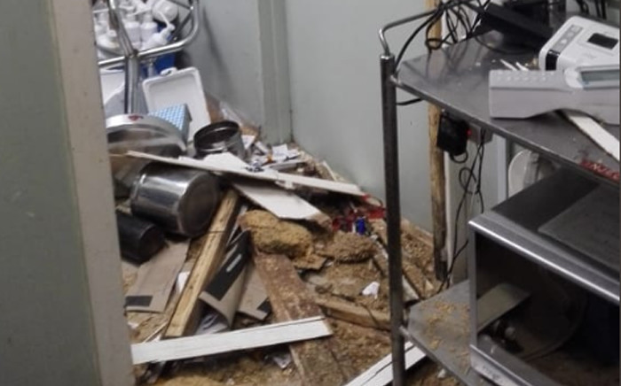 A man was attacked outside Dr Yusuf Dadoo Hospital in Krugersdorp on 17 March 2019 by a mob of young people. The group of about 30 armed people stormed the entrance and overpowered security, and damaged hospital equipment in the process. Picture: Supplied 