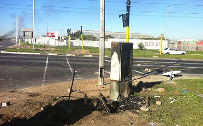 Phillipi protesters damaged traffic lights and fire hydrant on 20 July 2012. Picture: Rafiq Wagiet/EWN 