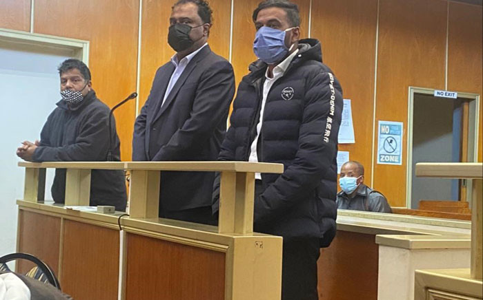 From left Neil Naidoo, Kenny Govender and Matthew Pillay appeared in the East London Magistrates Court on 23 May 2022. Picture: Investigating Directorate