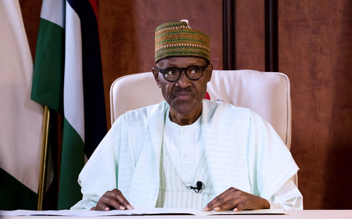 FILE: Nigerian President Mohammadu Buhari addressing the nation on state television in his first speech since returning from a long medical absence in Britain, in a bid to dampen mounting separatist tensions in the country. Picture: AFP.