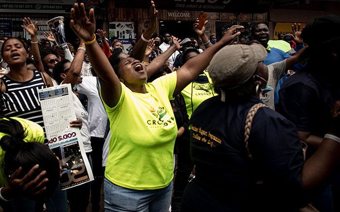 Members of the Enlightened Christian Gathering (ECG) came out in support of self-proclaimed prophet, Shepherd Bushiri, and his wife Mary Bushiri, who appeared at the Pretoria Magistrates Court on 21 October 2020 on fraud and money laundering charges. Picture: Xanderleigh Dookey/EWN
