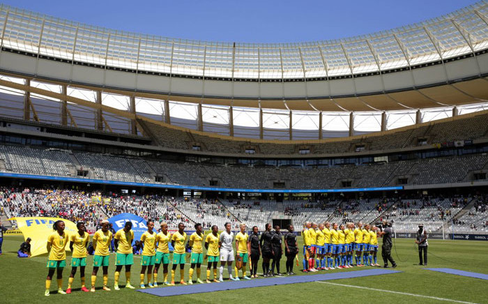 Banyana Banyana line up against Sweden in their international friendly at the Cape Town Stadium on 21 January 2018. Picture: @SAFA_net/Twitter