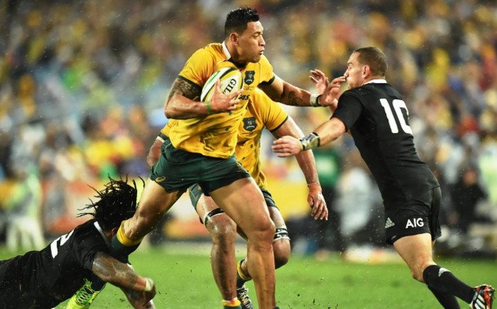 FILE. The ALL Blacks secured a 51-20 victory over Australia at Eden Park, holding the Bledisloe Cup. Picture: AFP.