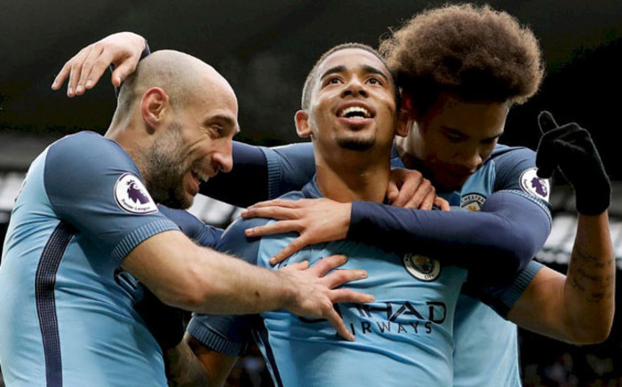 Manchester City's Gabriel Jesus (C) celebrates with team mates after scoring in a match against Swansea City on 5 February 2017. Picture: @ManCity.