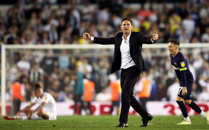 Derby County manager Frank Lampard celebrates his side's win over Leeds to book a place in the Championship Playoffs on 15 May 2019. Picture: @dcfcofficial/Twitter