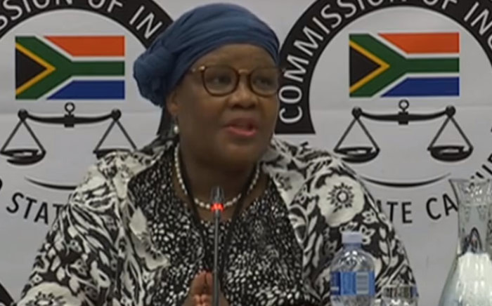 A screengrab of Vytjie Mentor appearing at the Zondo Commission on 11 February 2019.