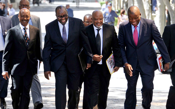 FILE: Finance Minister Nhlanhla Nene flanked by SARS Commissioner Tom Moyane, Deputy Minister of Finance Mncebisi Jonas, and DG Lungile Fuzile after his first Budget Speech in Cape Town on 25 February 2015. Picture: GCIS. 