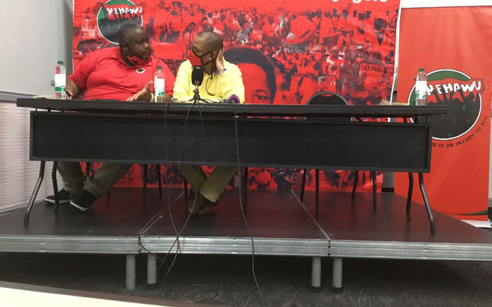 Nehawu briefs the media on 24 November 2020 on its planned march over nonpayment of salary increases for public servants. Picture: Kgomotso Modise/EWN