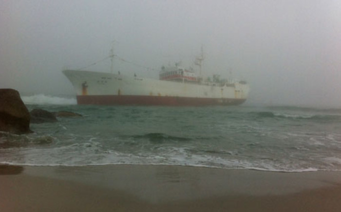 A Japanese fishing trawler ran aground at a Clifton beach on 12 May 2012. Picture: Chanel September/EWN