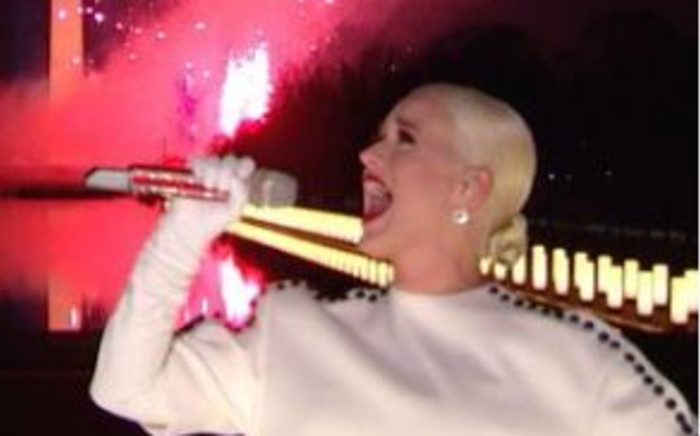 A screengrab of Katy Perry performing at the Joe Biden inauguration concert on 20 January 2021. 