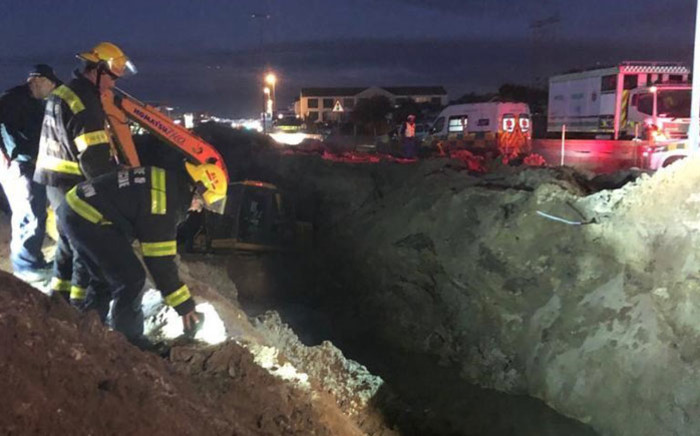 The scene of the trench collapse in Table View on 8 July 2019. Picture: 1 Second Alerts