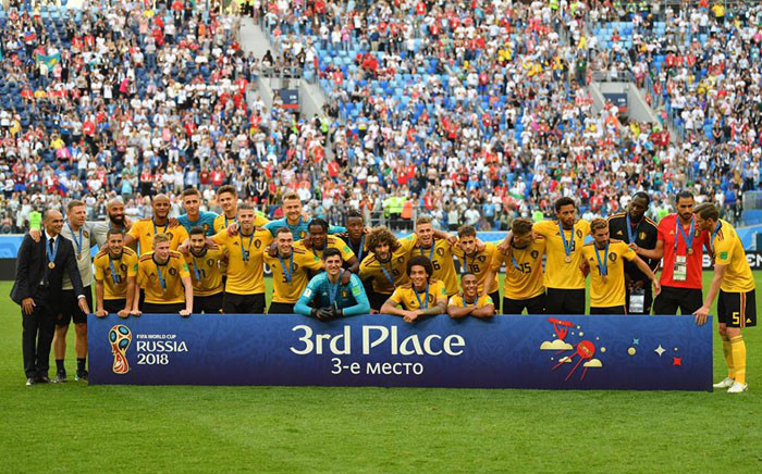 Belgium team celebrate with their medals after the match. Picture: @fifaworldcup/Facebook.com.
