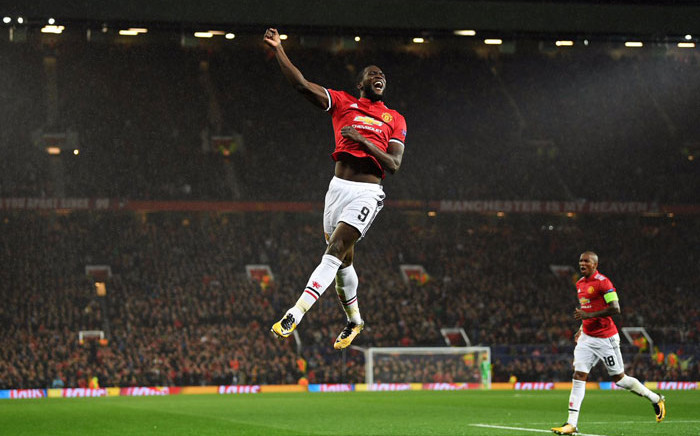 Manchester United forward Romelu Lukaku celebrates a goal. Picture: @ChampionsLeague/Twitter