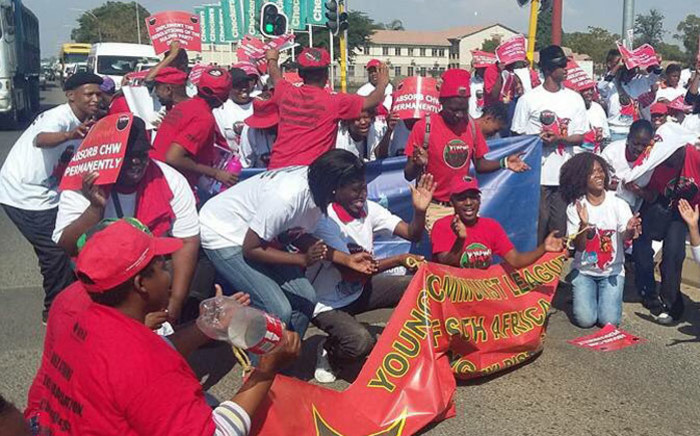 FILE: Nehawu members in the North West province protest. Picture: @nehawuNW/Twitter