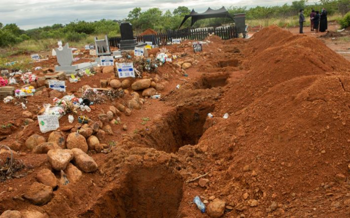 Open graves at a cemetery in Hebron, north of Pretoria, South Africa, ahead of the funeral of a person who died from COVID-19 complications. Picture: Boikhutso Ntsoko/Eyewitness News