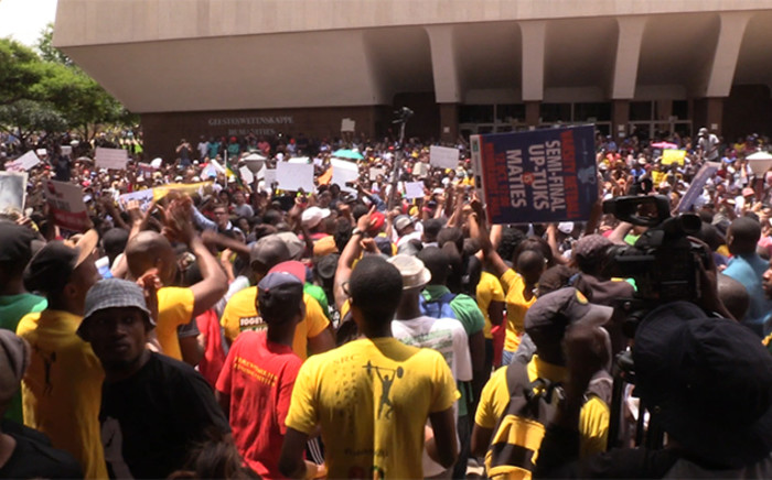 Learners at the university of Pretoria gathered at the student centre to hand over a memorandum to Vice chancellor charlotte Delaray.Picture Kgothatso Mogale/EWN