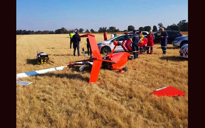 The scene of a gyrocopter crash near Benoni. Picture: Twitter/@ER24EMS

