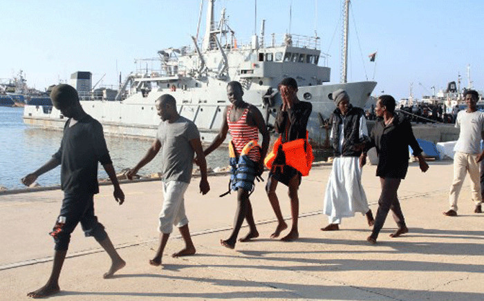 African migrants, who according to the Libyan navy were rescued by the country's coast guard, arrive at the naval base of the capital Tripoli on June 21, 2018. Picture: AFP.