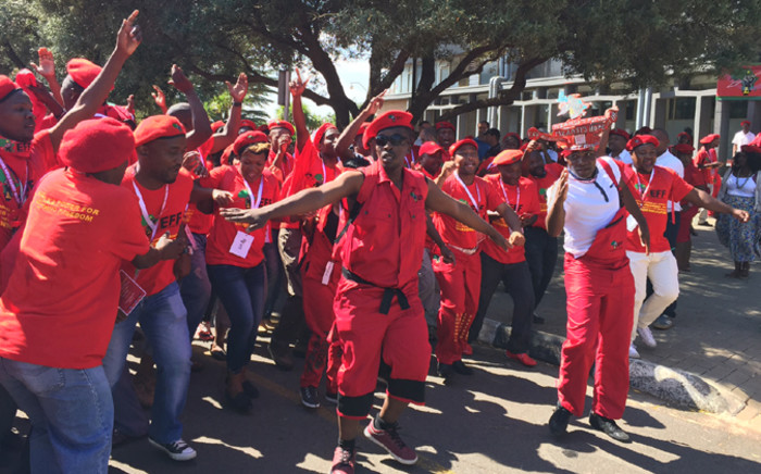 EFF supporters sing and dance at the party's people's assembly in Bloemfontein. Picture: Govan Whittles/EWN.