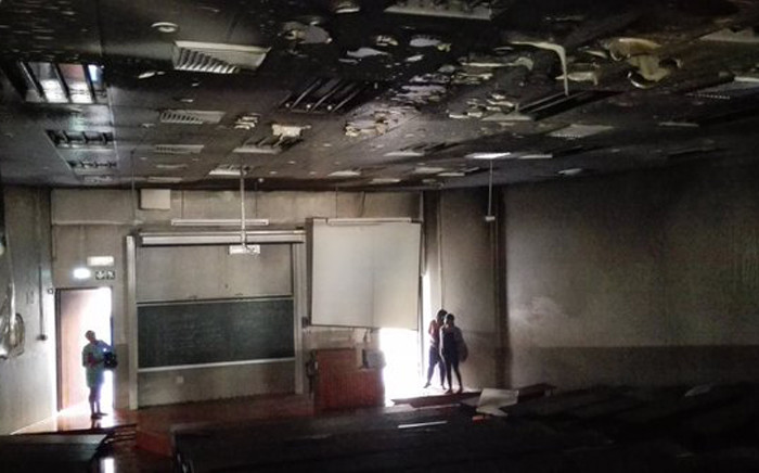 FILE: A lecture hall at Wits University was set alight allegedly by students who had been protesting over fees. Picture: Kgothatso Mogale/EWN.