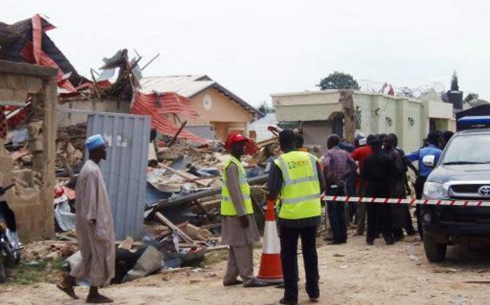 The scene of a building collapse in Lagos, Nigeria where at least 44 people have been killed. Picture: Twitter.