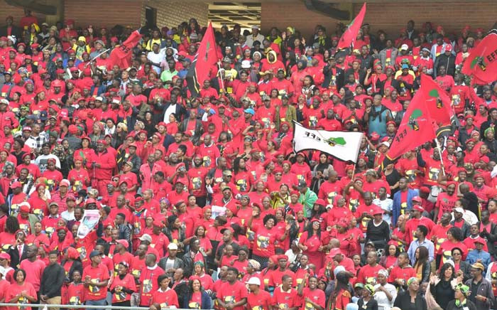 EFF supports are seen at Orlando Stadium to pay their last respect to Mama Winnie Madikizela-Mandela on 14 April. Picture: GCIS.