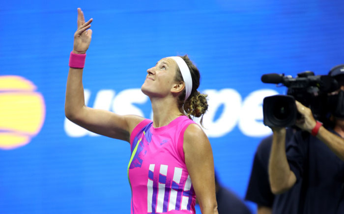 Victoria Azarenka celebrates beating Serena Willaims in their US Open semifinal matc on 10 September 2020. Picture: @usopen/Twitter