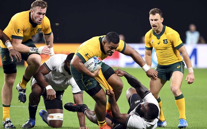 Australia's prop Scott Sio carries the ball during the Japan 2019 Rugby World Cup Pool D match between Australia and Fiji at the Sapporo Dome in Sapporo on 21 September 2019. Picture: AFP