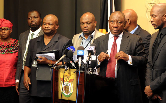 FILE: Deputy President Cyril Ramaphosa addressing the media after the meeting with opposition parties' representative in Tynhuys, Parliament in Cape Town on 18 November 2014. Picture: GCIS.