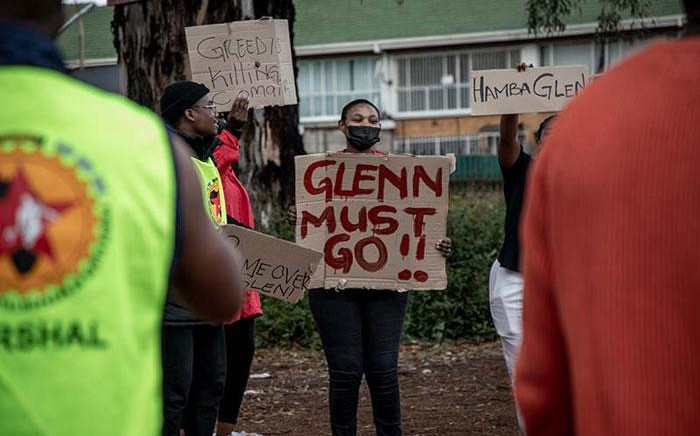 Numsa affiliated workers protest outside Comair's offices in Kempton Park on 15 March 2022. Picture: Xanderleigh Dookey Makhaza/Eyewitness News