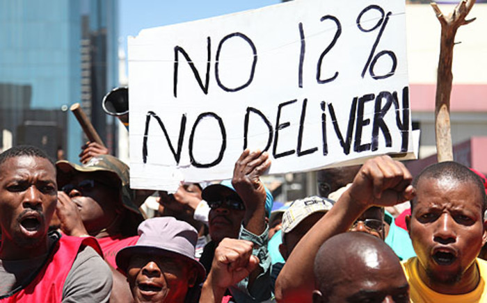 Striking truck drivers march in the Johannesburg CBD. Picture: Taurai Madun