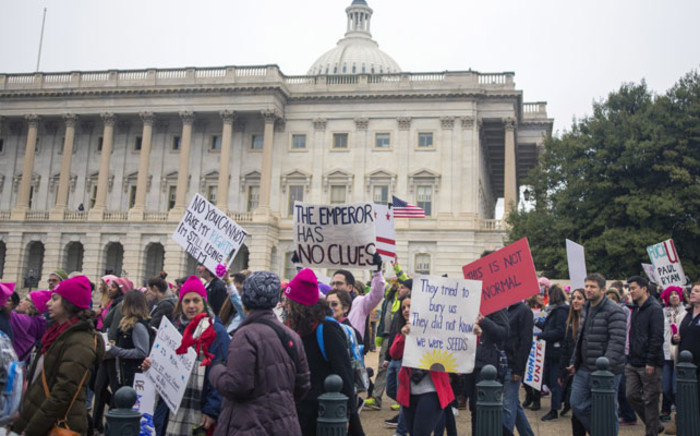 FILE: Demonstrators arrive at US Capital for the Women's March on Washington on January 21, 2017 in Washington, DC. Picture: AFP.