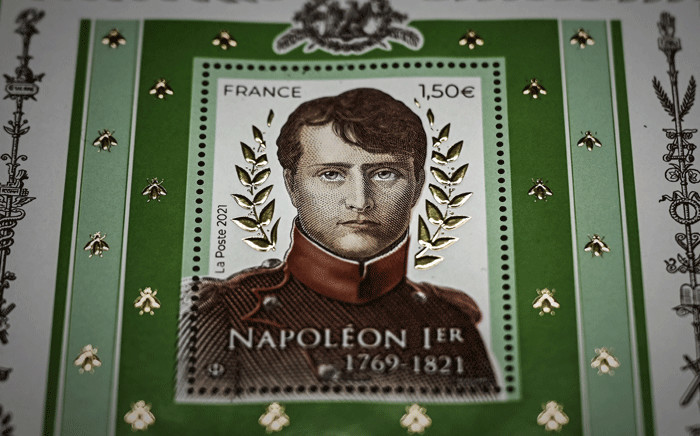 This picture taken on March 31, 2021 shows the commemorative stamp of French Emperor Napoleon I at the French national printing house of postage stamps in Boulazac, southwestern France. The 200th anniversary of Napoleon Bonaparte's death will be marked on May 5, 2021. Picture: Philippe Lopez / AFP.