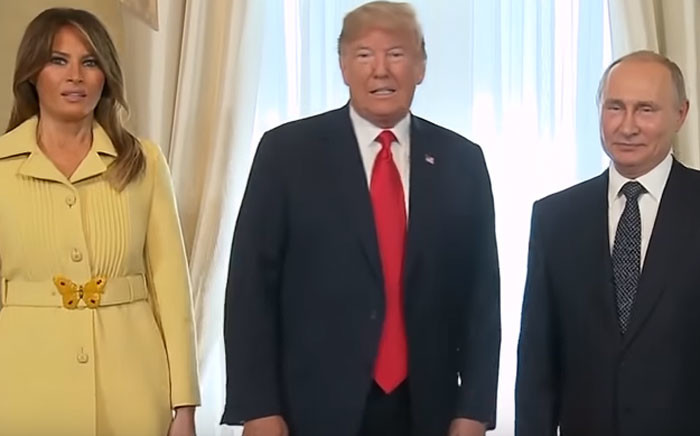 A Youtube screengrab of US first lady Melania Trump after meeting Russian President Vladimir Putin.