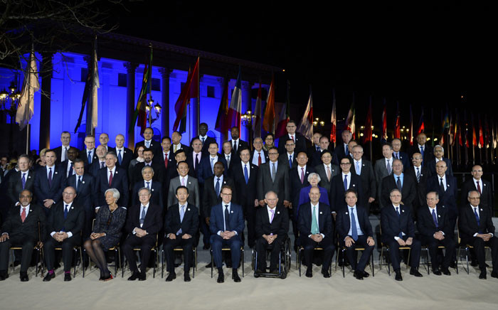 Participants in the G20 Finance Ministers and Central Bank Governors Meeting pose for the Family photo in Baden-Baden, southern Germany, on March 17, 2017. Finance ministers from the world's top nations gather in Germany on March 17, as fears grow of a looming trade war over US President Donald Trump's America First policy. Picture: AFP