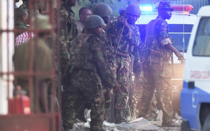 FILE: Kenya Defence Forces pictured after they ended a siege by gunmen at a university on April 2, 2015 in the northeastern town of Garissa. Picture: AFP